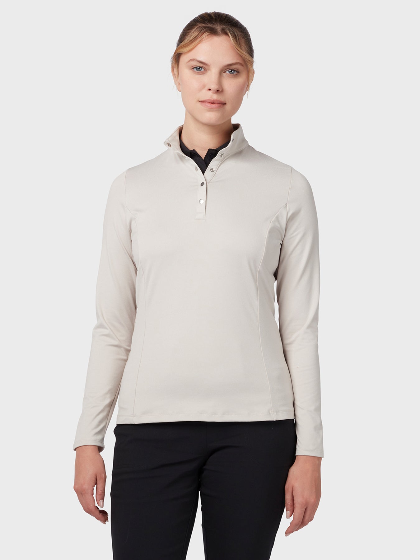 View Womens Thermal Longsleeve Fleece Back Jersey Polo In Chateau Grey Chateau Grey M information