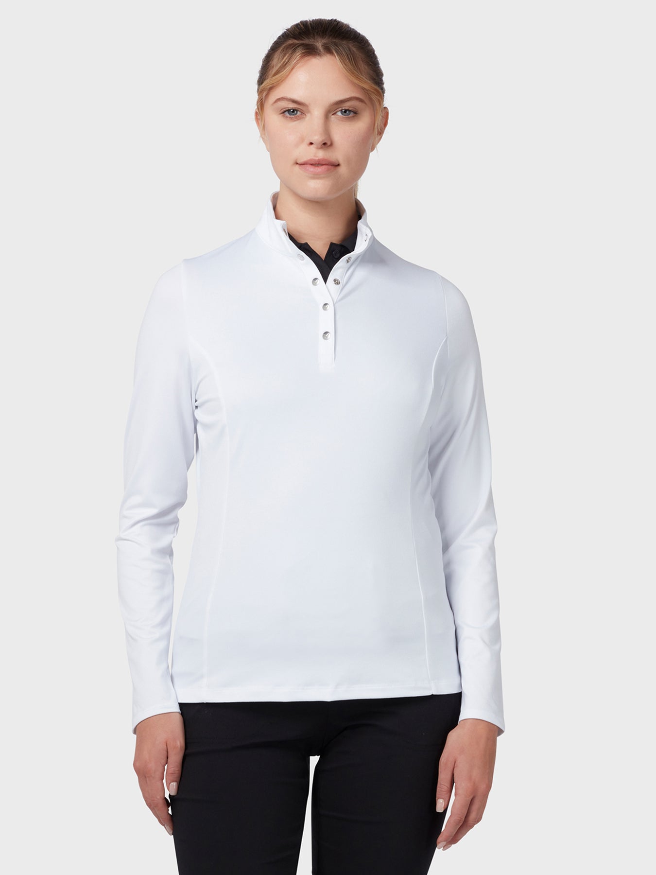 View Womens Thermal Longsleeve Fleece Back Jersey Polo In Brilliant White Brilliant White M information
