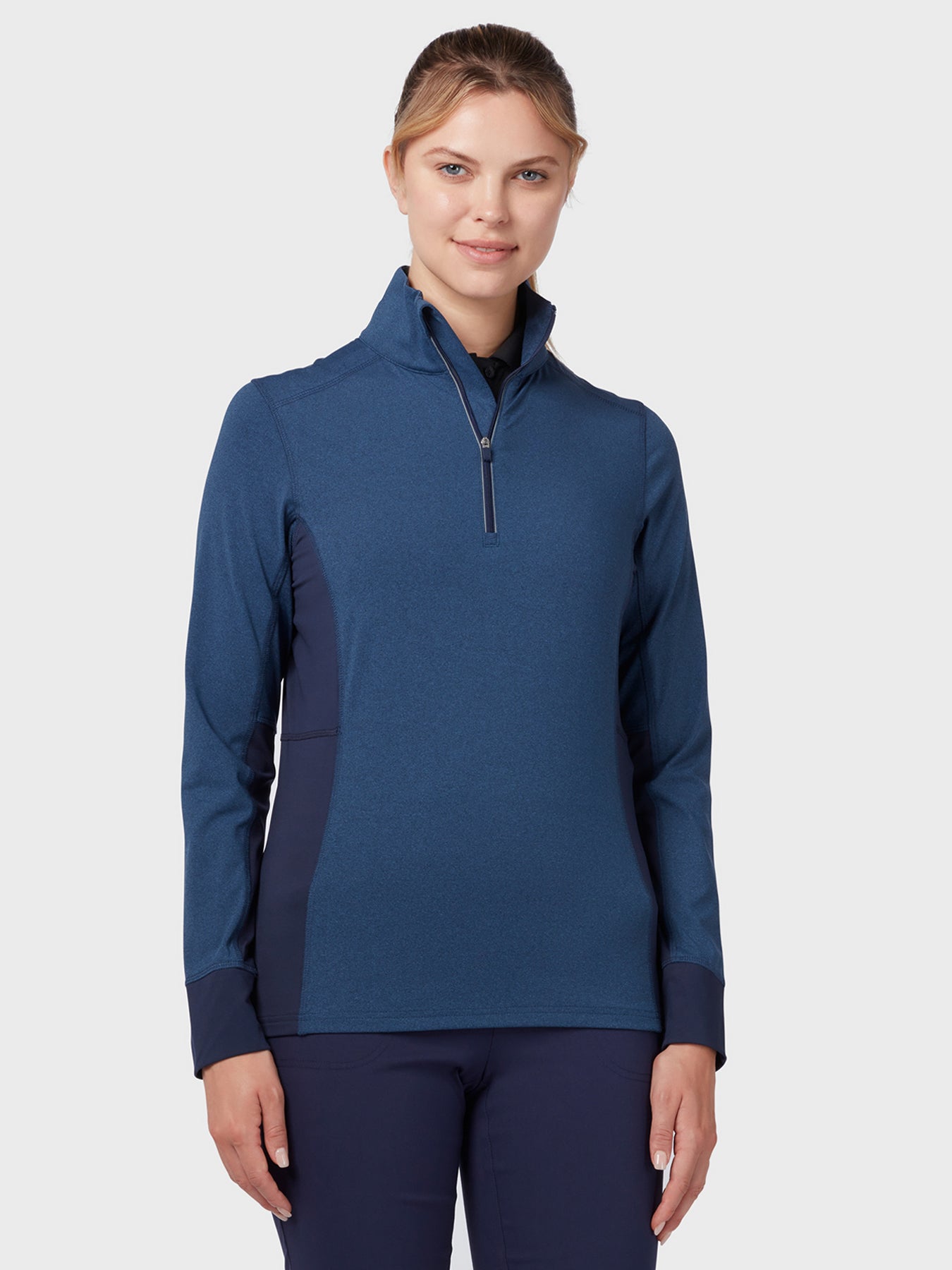 View Womens Space Dye Thermal 14 Zip Sweater In True Navy Heather True Navy Htr L information