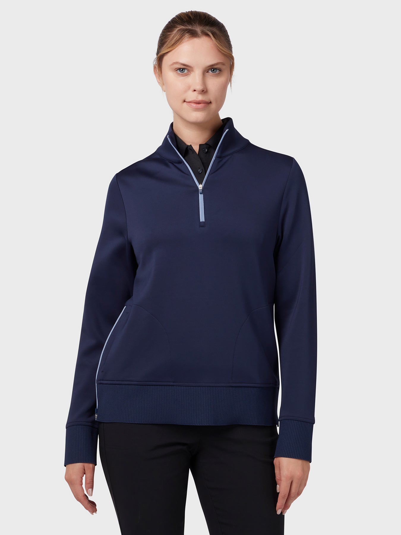 View Womens Midweight Fleece Crossover In Peacoat information