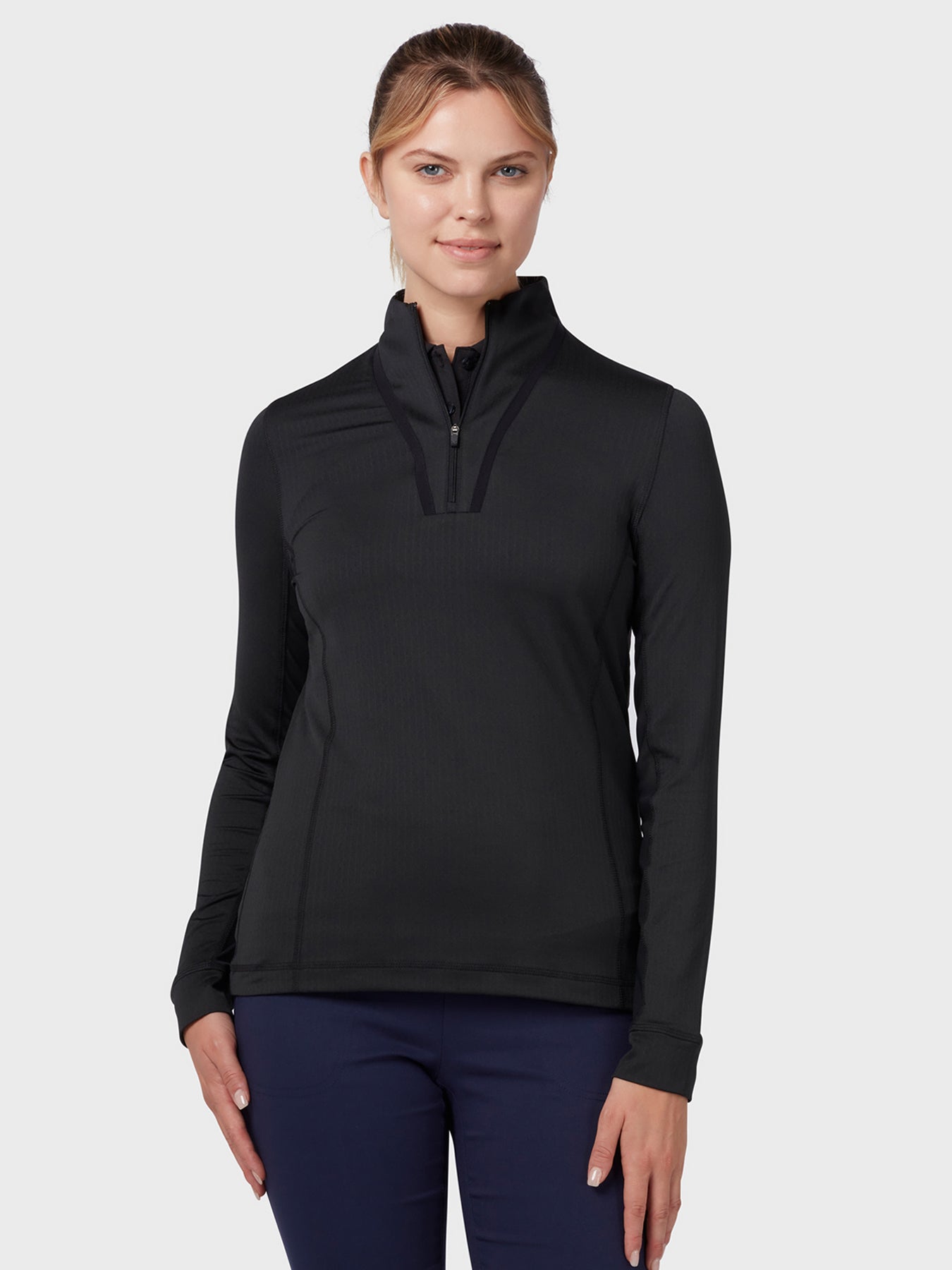 View 14 Zip Womens Chev Top In Caviar information