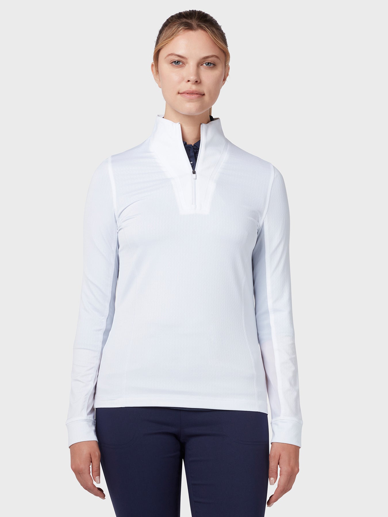 View 14 Zip Womens Chev Top In Brilliant White information