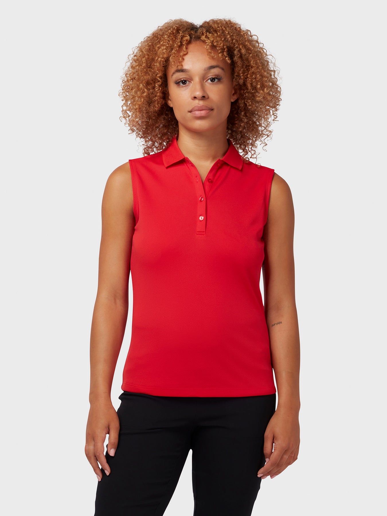View Sleeveless Womens Polo In True Red information