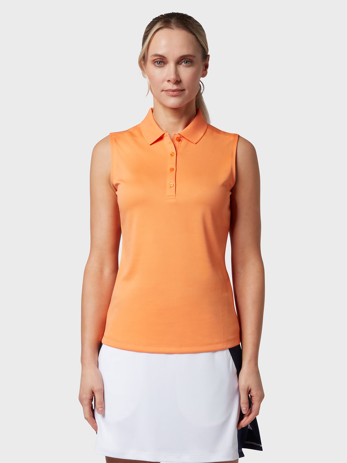 View Sleeveless Womens Polo In Nectarine information