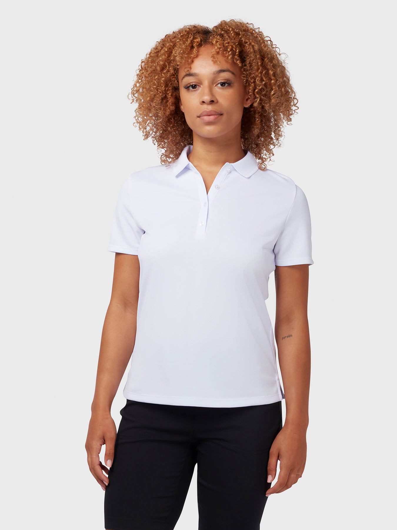 View Swing Tech Womens Polo In Brilliant White information