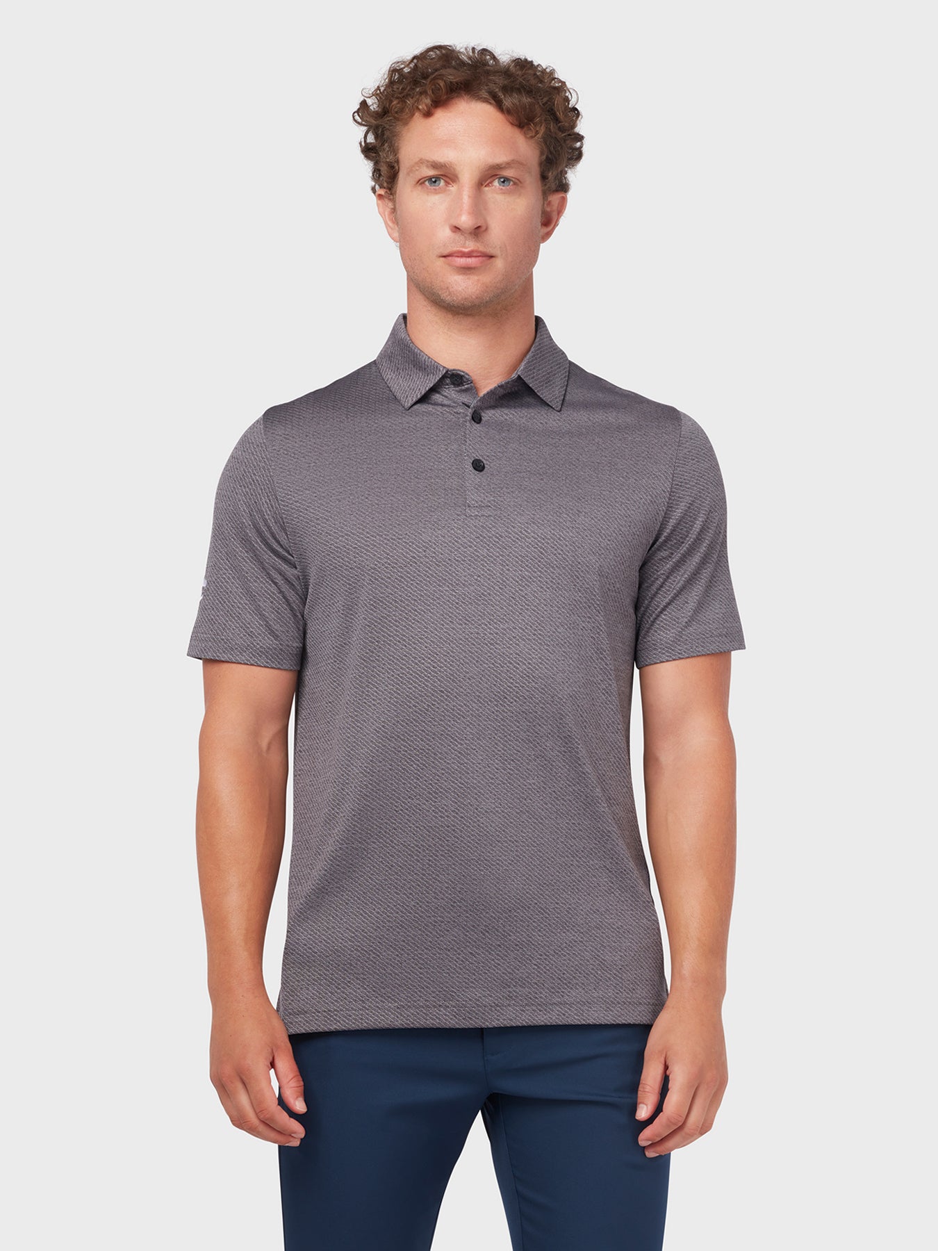 View Heathered Jacquard Polo In Black Heather Black Heather XXL information