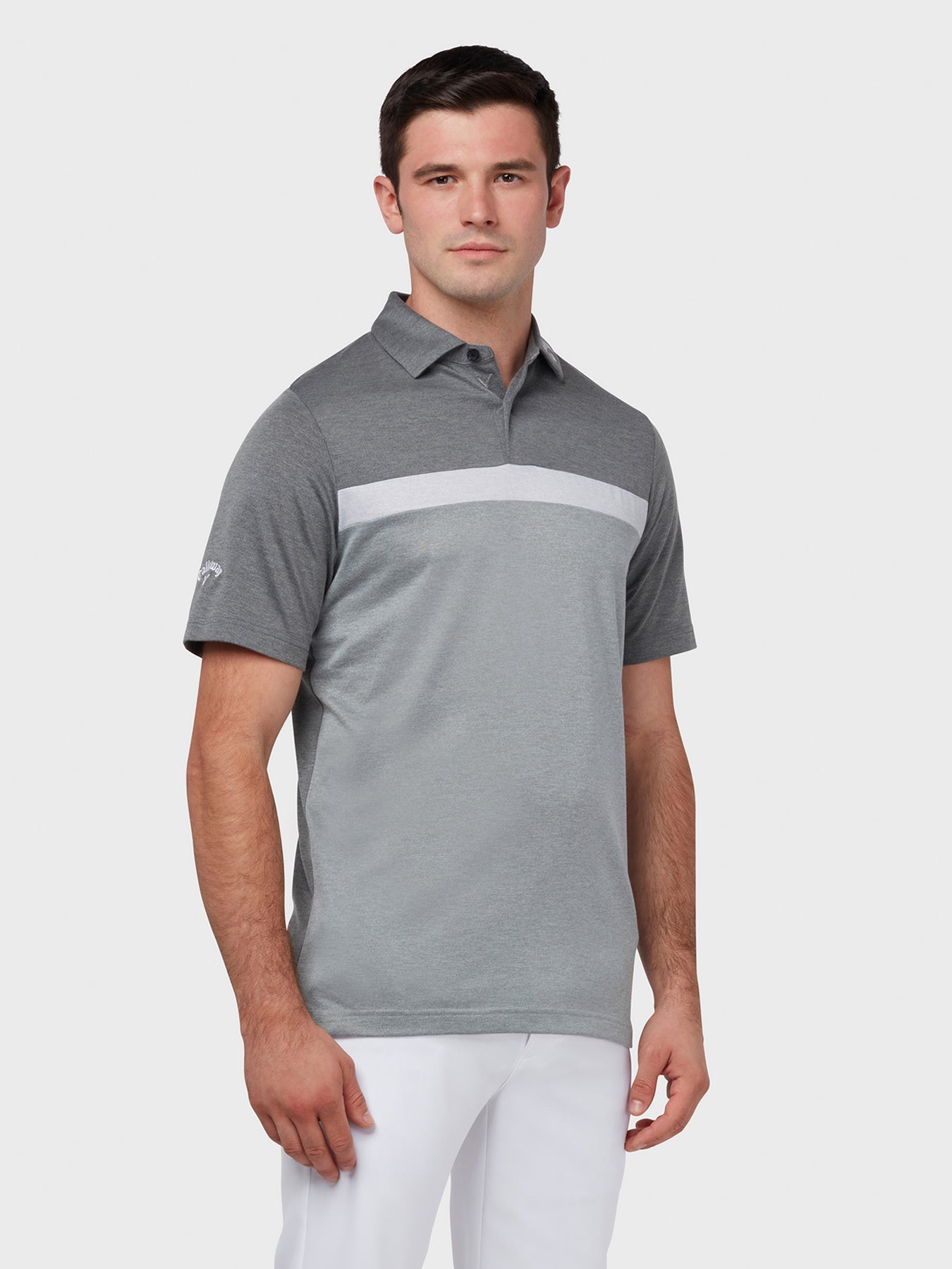 View Soft Touch Colour Block Polo In Grey Heather Black Heather XS information