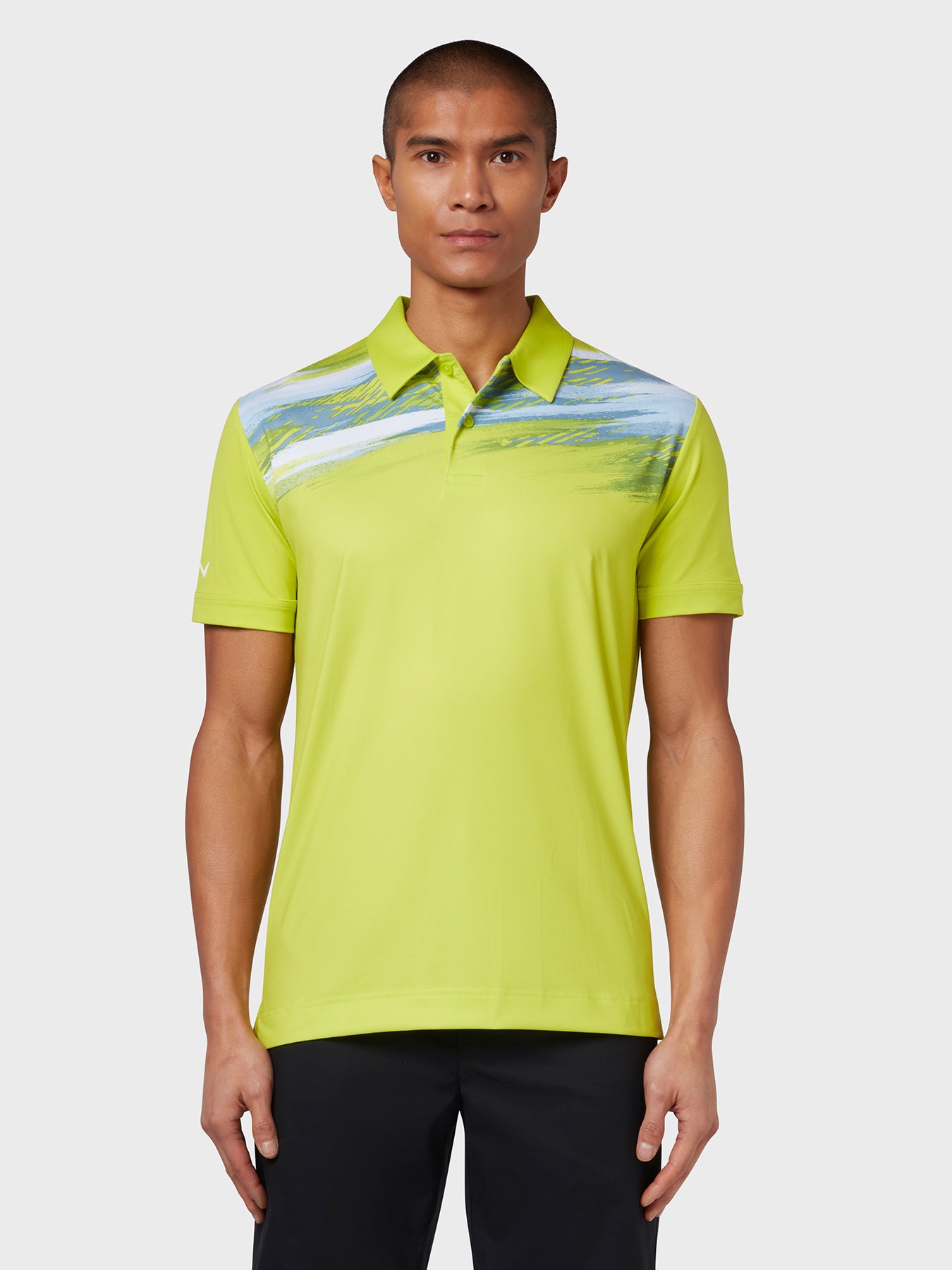 View X Series Active Textured Print Polo In Lime Punch Lime Punch S information