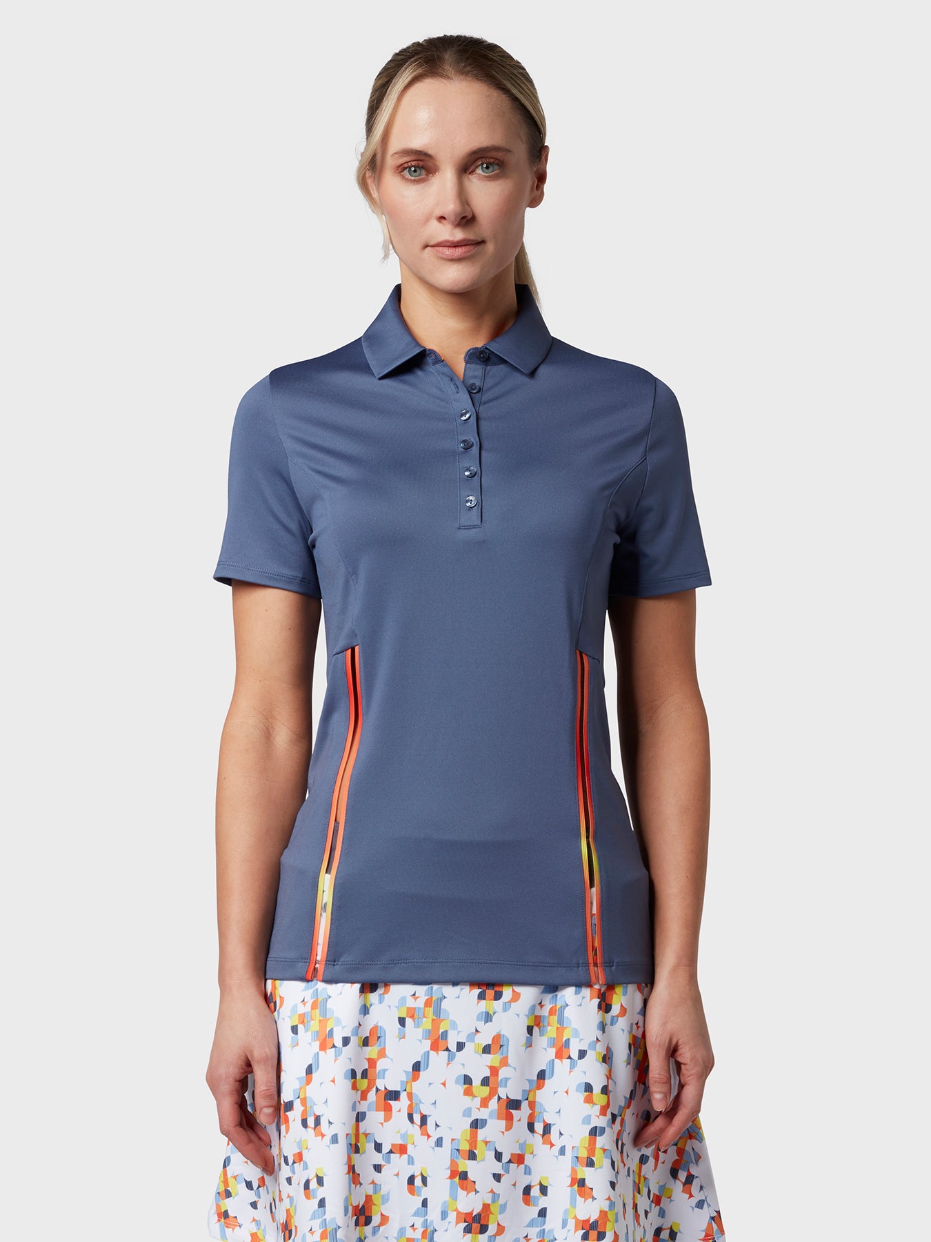 View Colour Block Womens Polo Top In Blue Indigo Blue Indigo L information