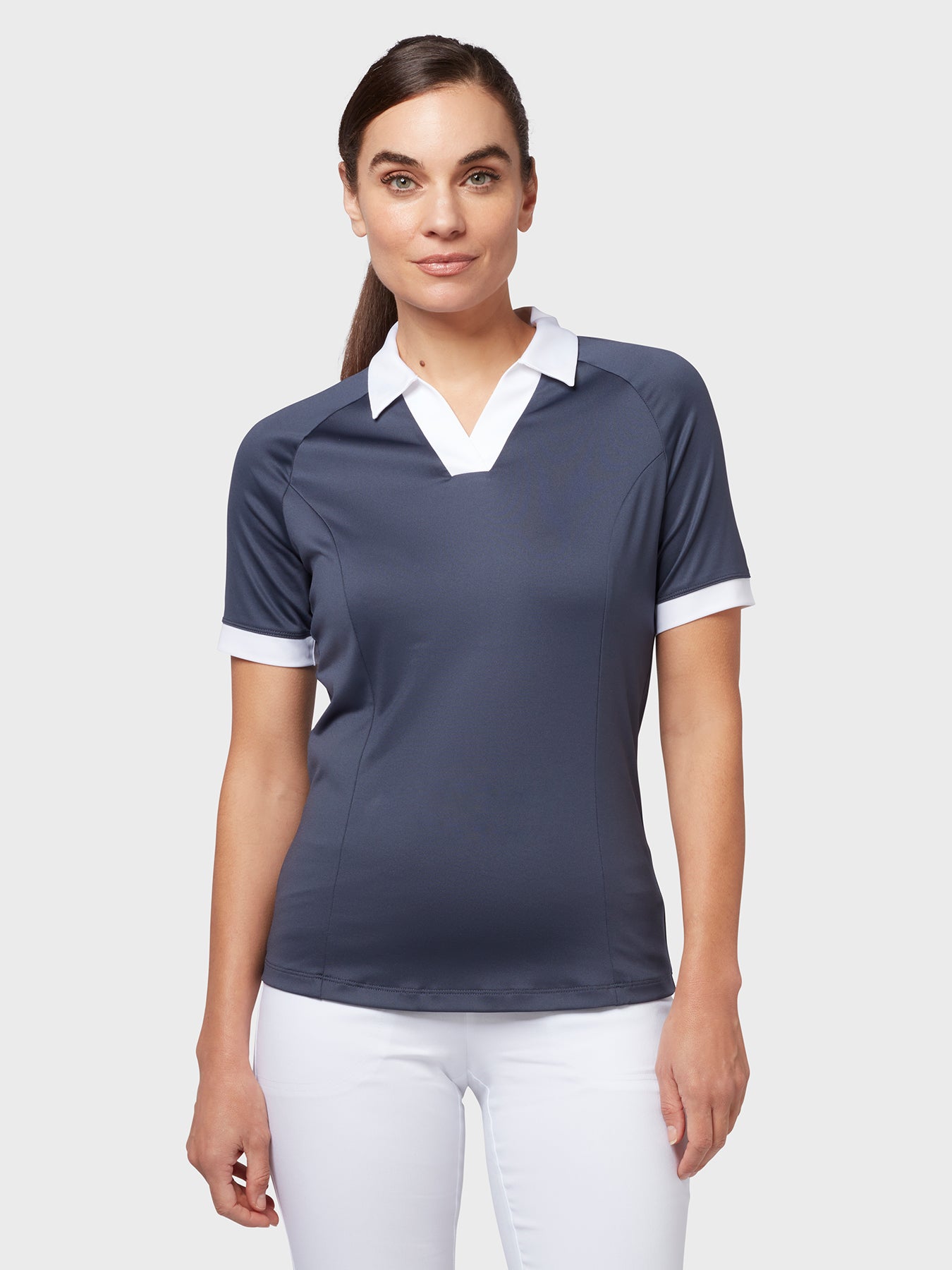 View VPlacket Colourblock Womens Polo In Odyssey Gray Odyssey Gray XXL information