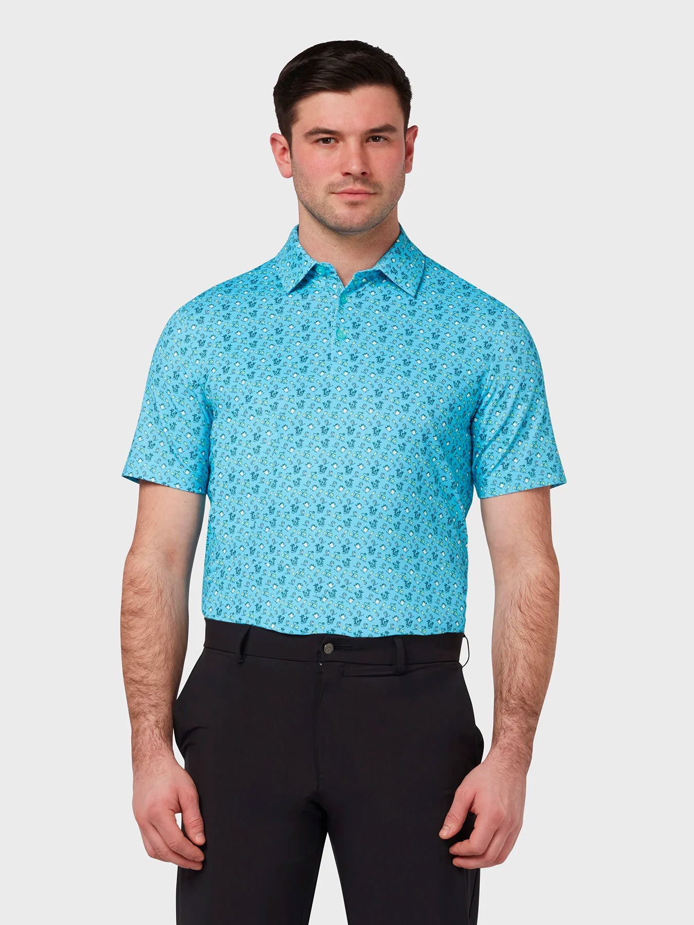 View All Over Drinks Novelty Print Polo In Blue Grotto Blue Grotto XS information