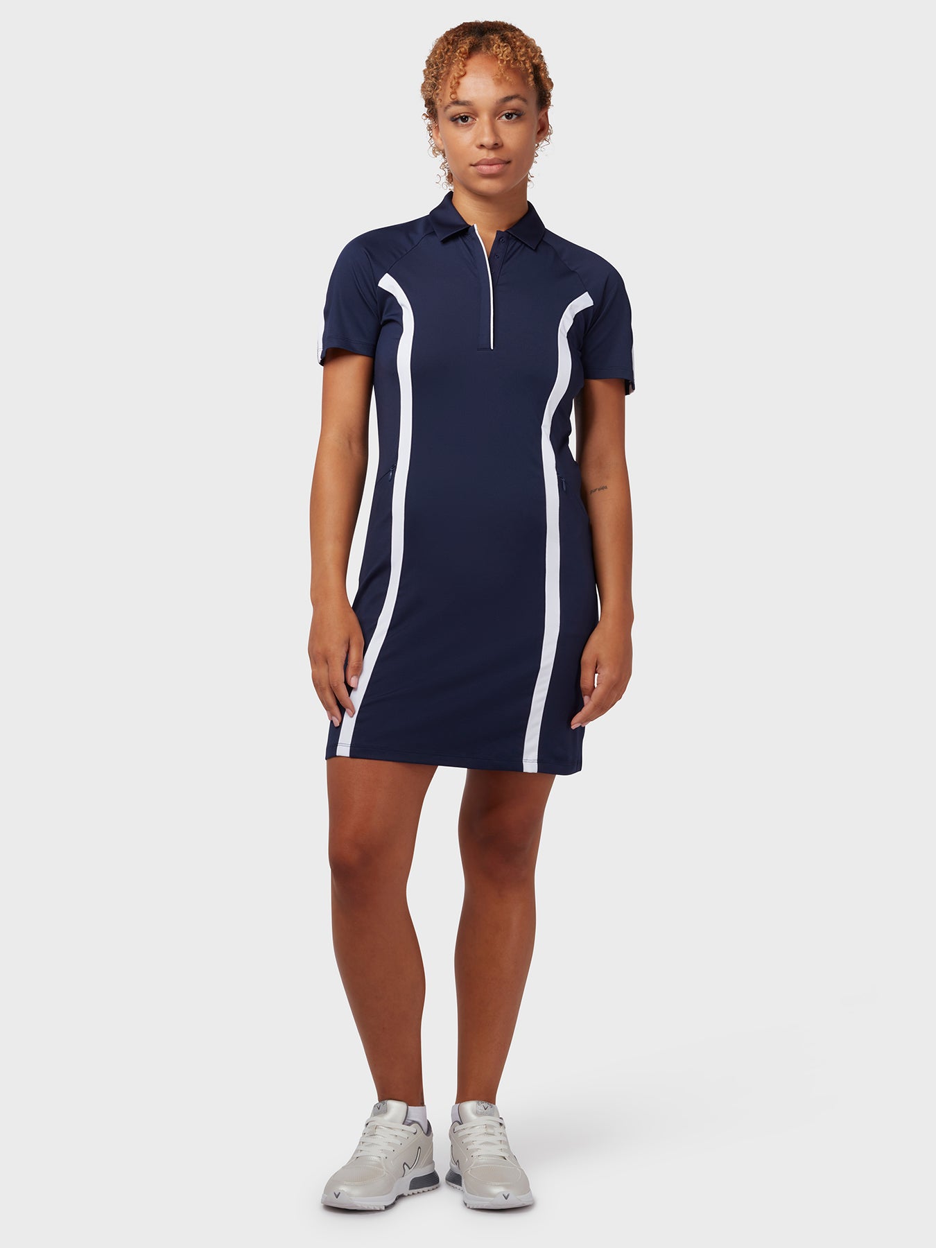 View Womens Swing Tech Colour Block Dress In Peacoat Navy information