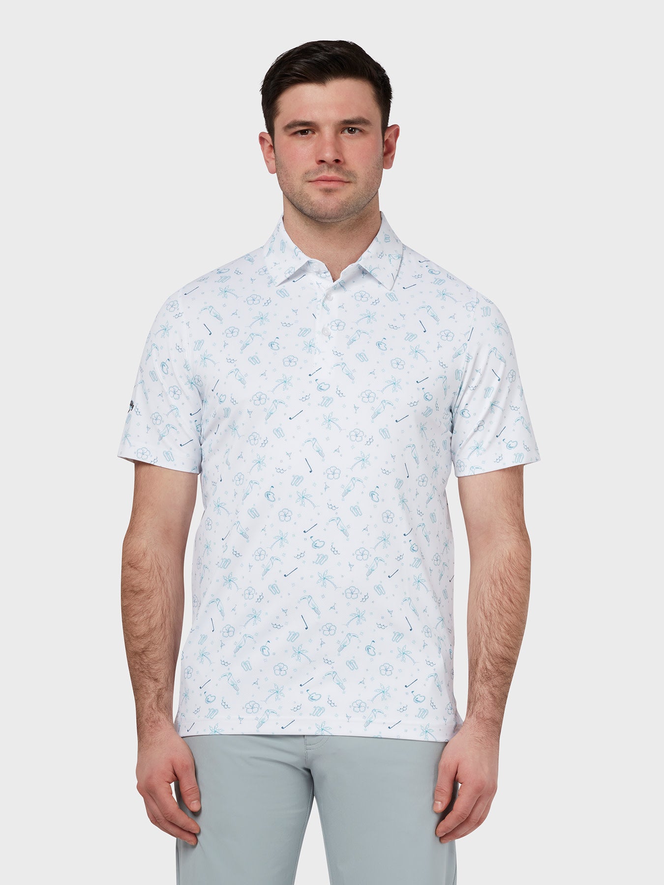 View All Over Golf Tucan Print Polo In Bright White information