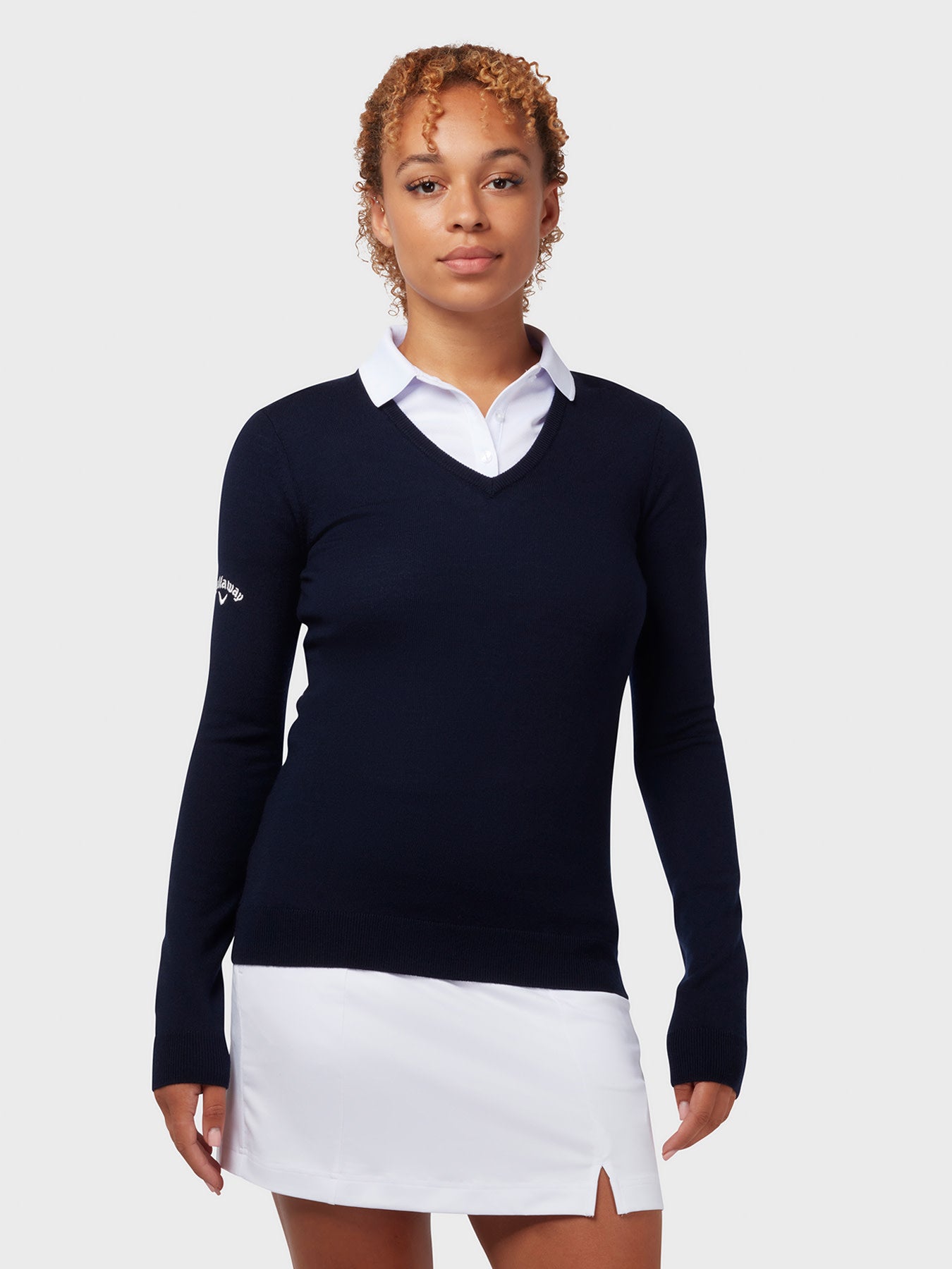 View Womens VNeck Merino Sweater In Dark Navy Dark Navy XL information