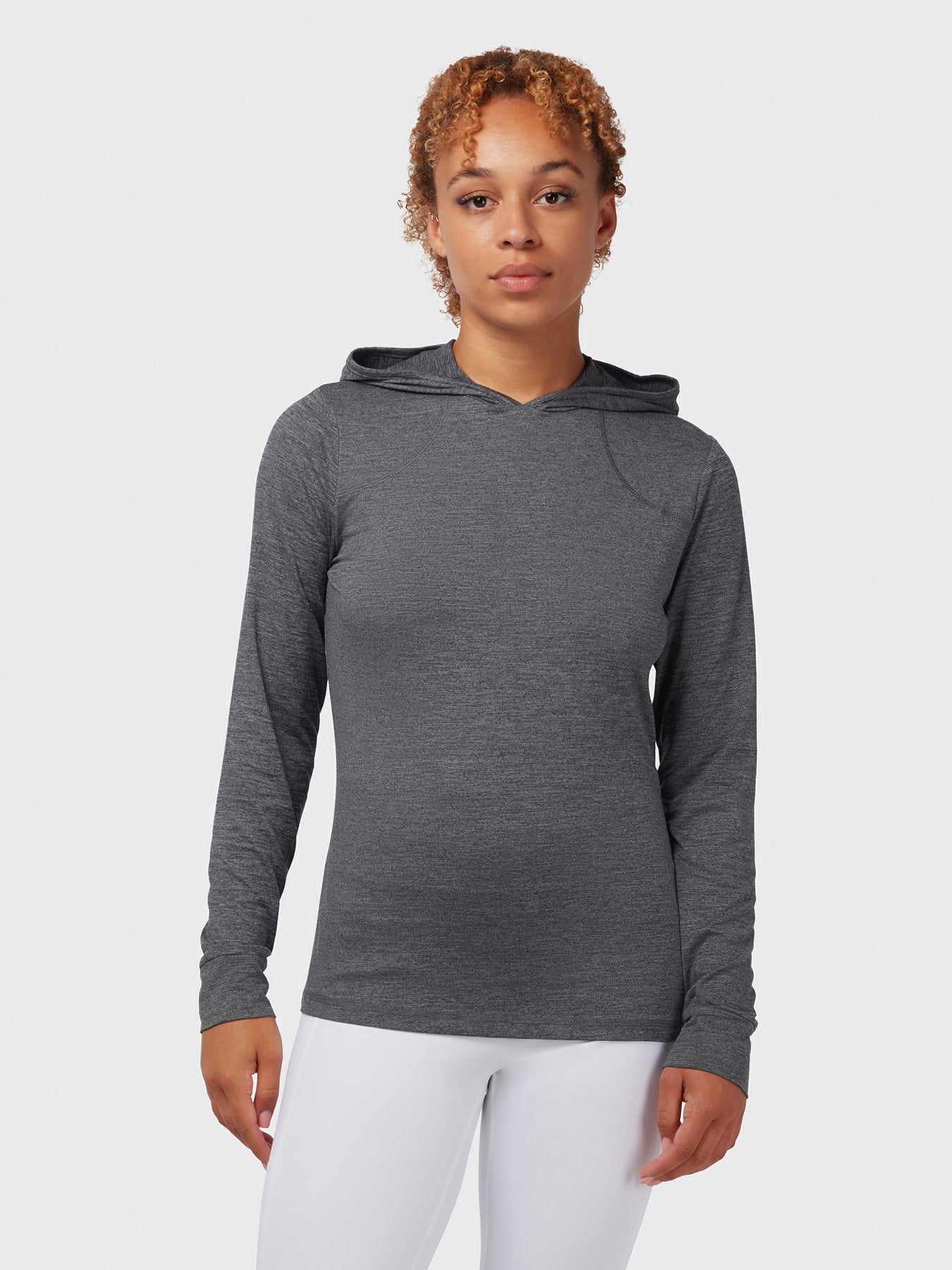View Brushed Heather Womens Hoodie In Black Heather Black Heather S information