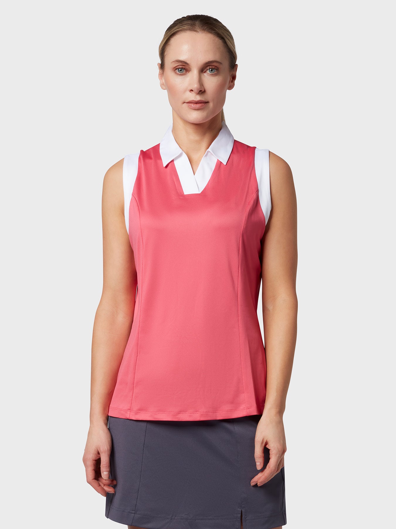 View Colour Block Womens Polo In Fruit Dove information