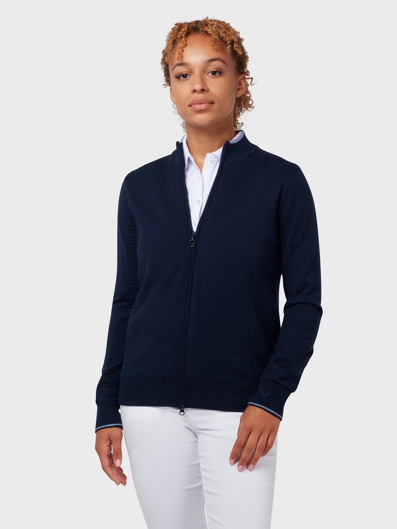 View Lined Windstopper FullZip Womens Sweater In Peacoat information