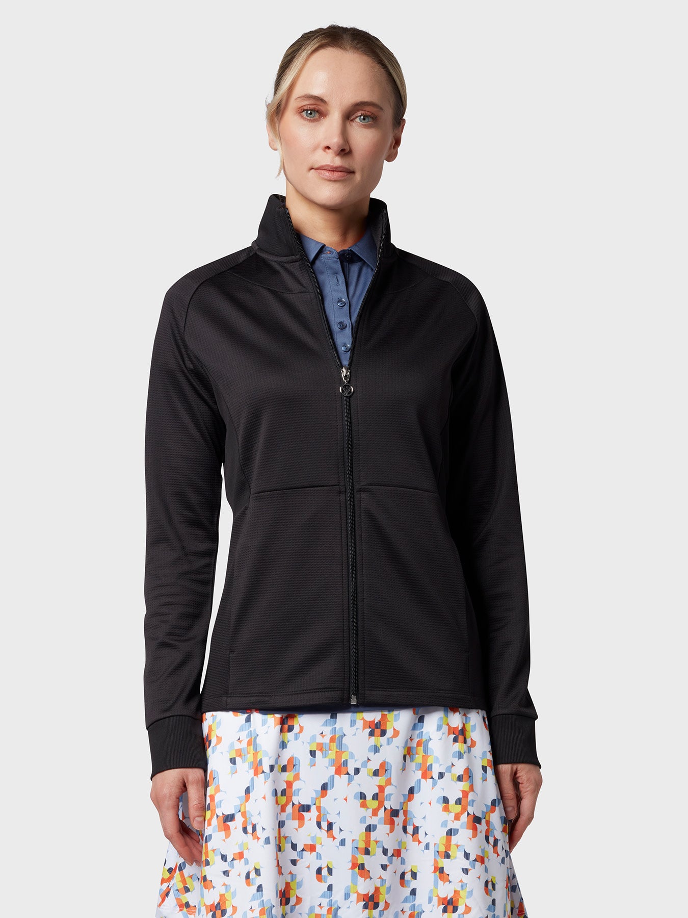 View Womens Midweight Waffle Fleece Jacket In Caviar Caviar XL information