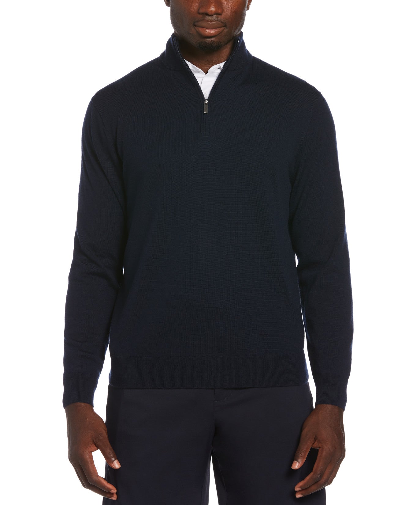 View Thermal Merino Wool Quarter Zip Sweater In Dark Navy Dark Navy XL information