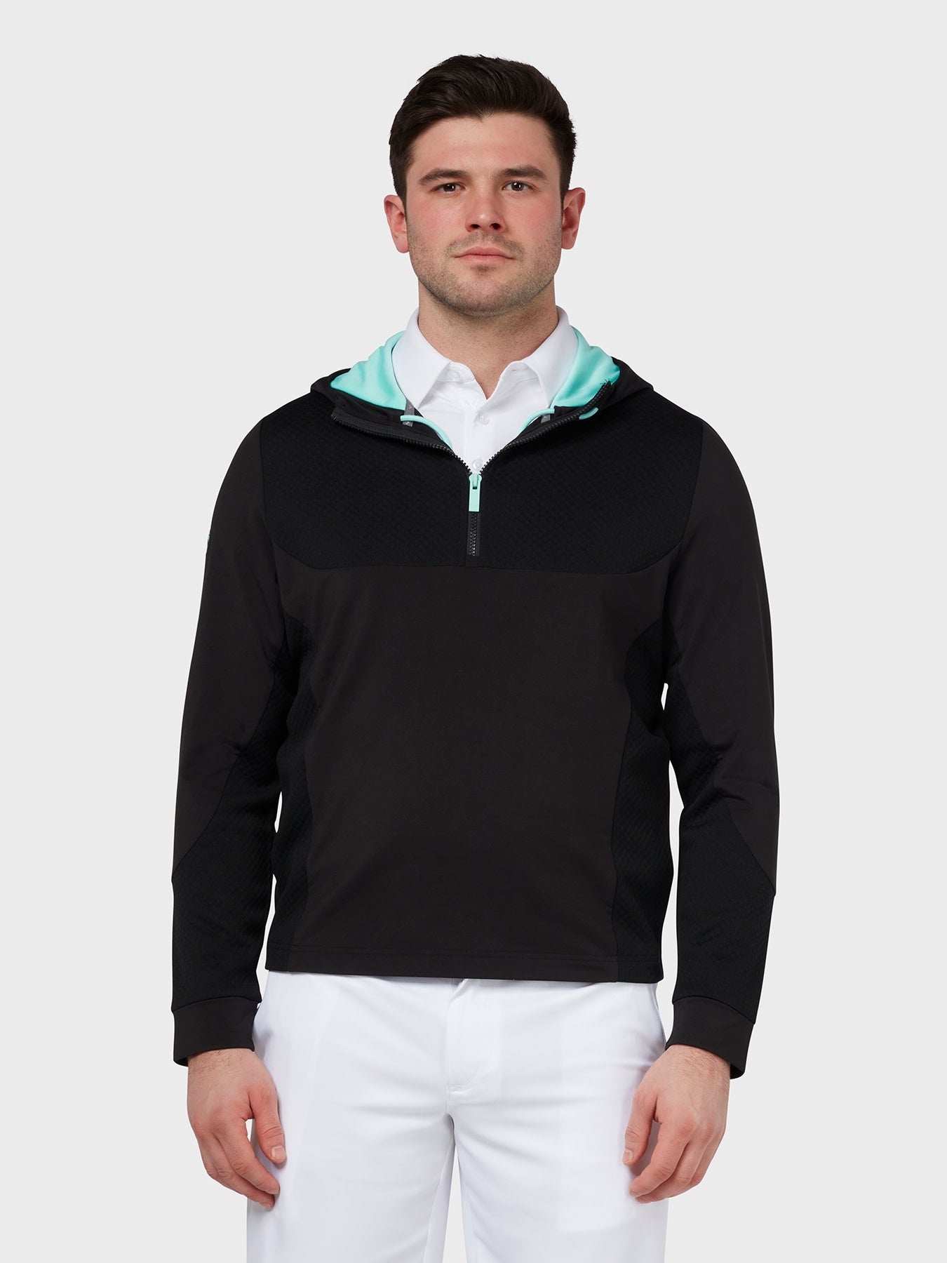 View Quarter Zip Technical Hoodie In Caviar information