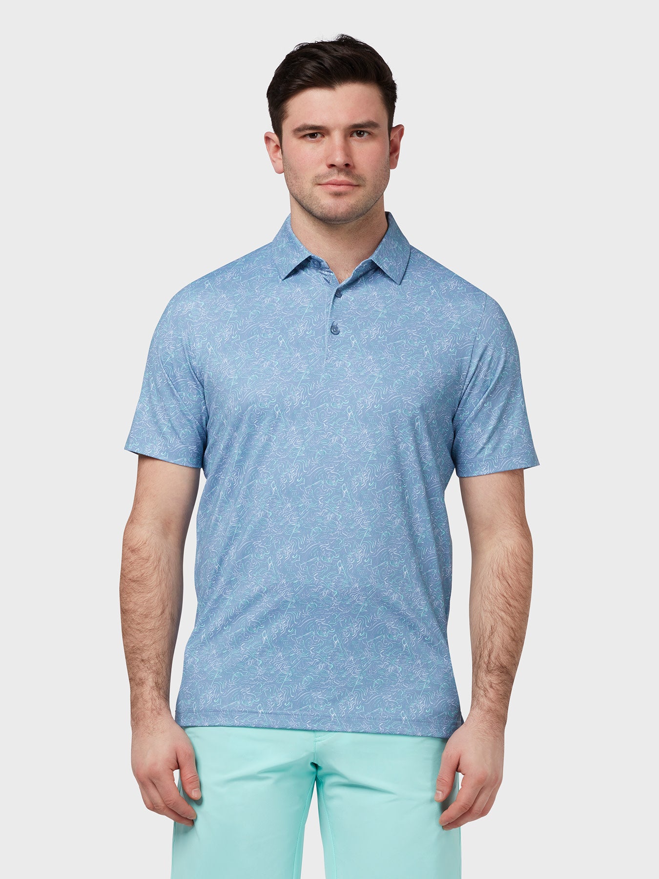 View All Over Abstract Print Polo In Infinity information