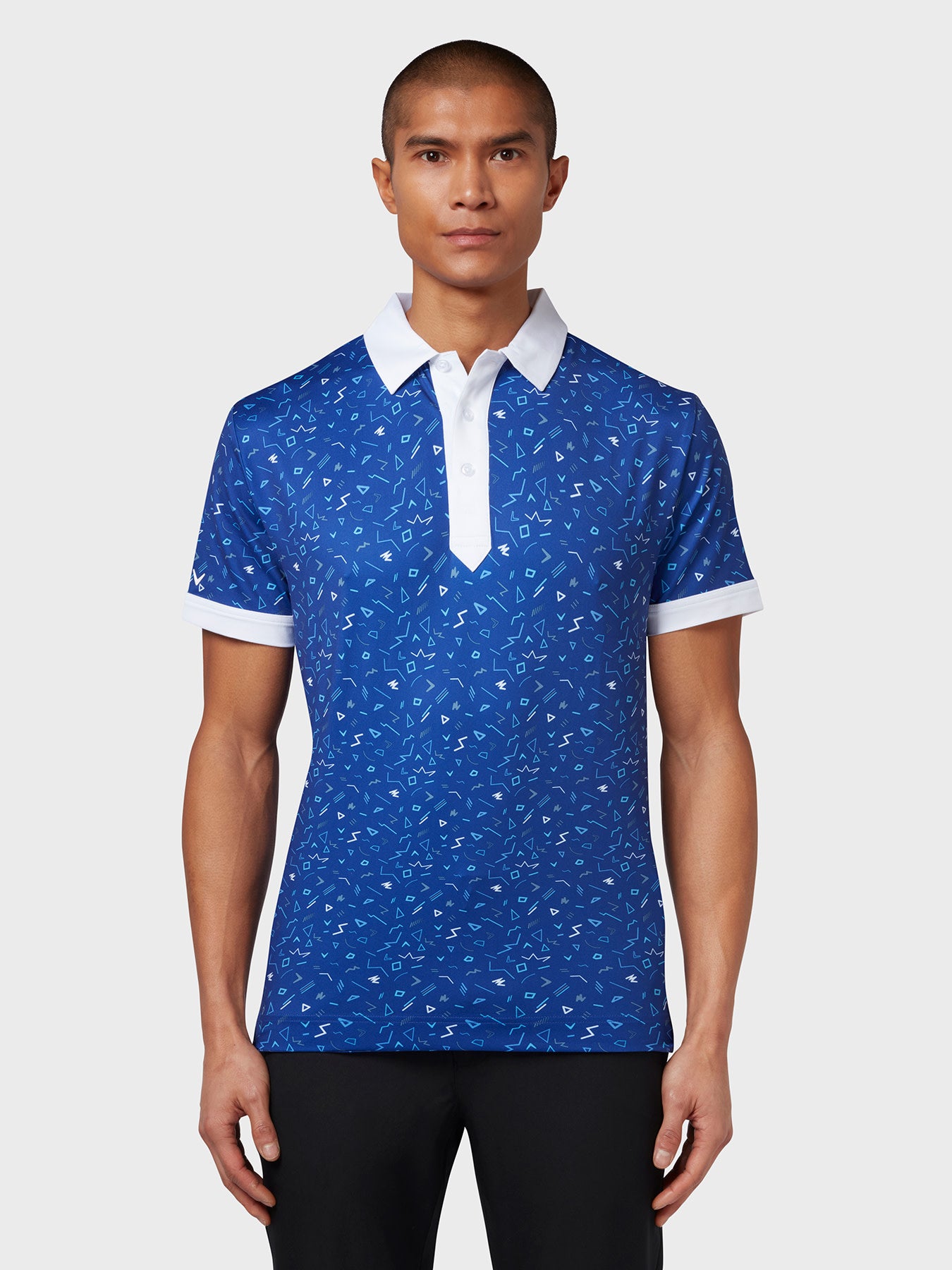 View X Series Chev Memphis All Over Print Polo In Clematis Blue Clematis Blue S information