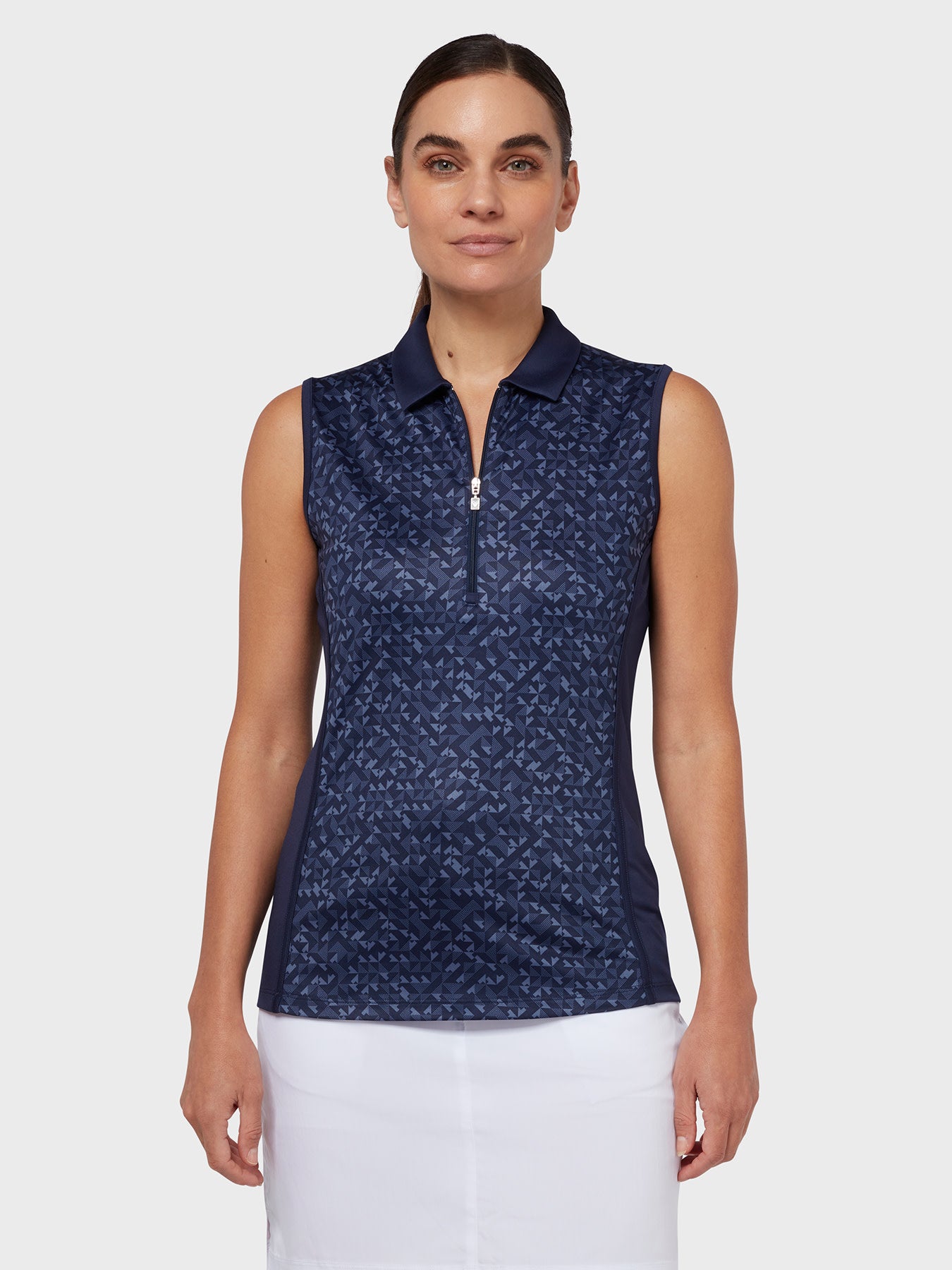 View Shape Shifter Geo Print Womens Golf Polo In Peacoat Peacoat XS information