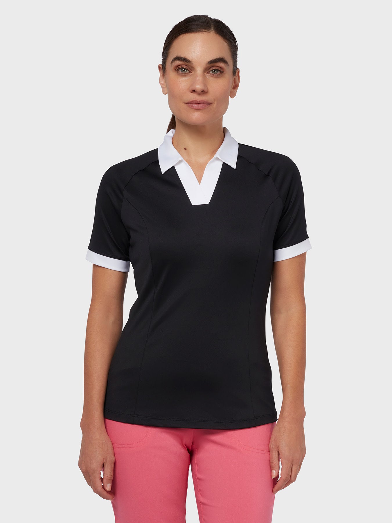 View VPlacket Colourblock Womens Polo In Caviar Caviar M information