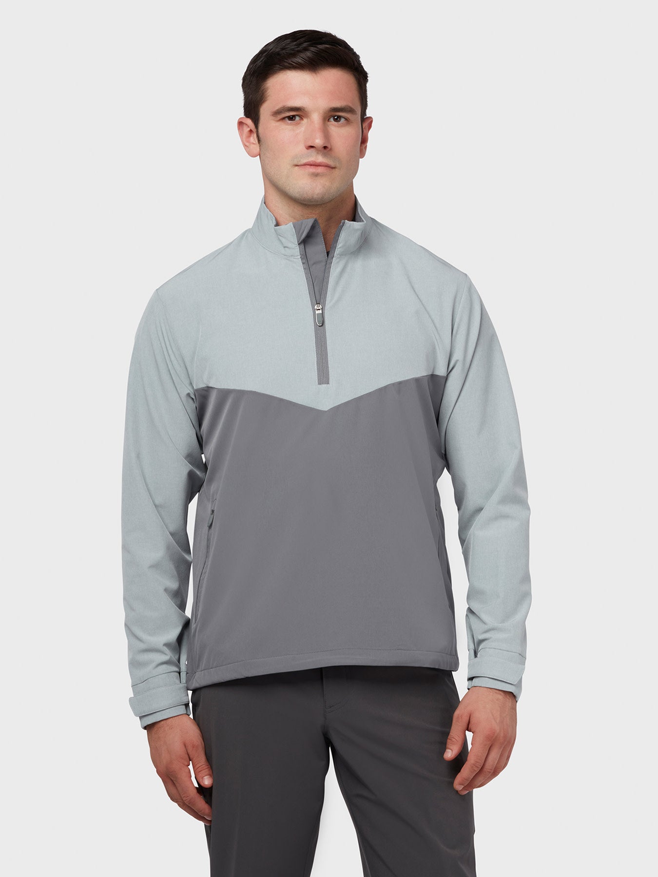 View Heathered Quarter Zip Windbreaker In Quarry Heather information