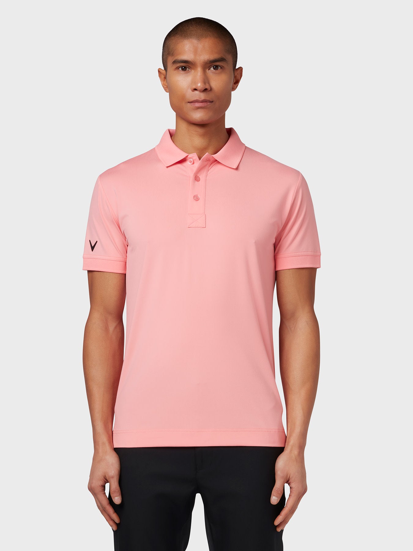 View X Series Solid Ribbed Polo In Geranium Pink information