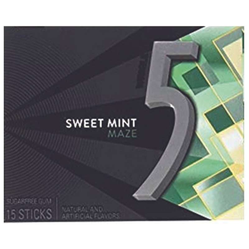 5 Gum, Sweet Mint Maze, 15 Pieces (10 Pack)