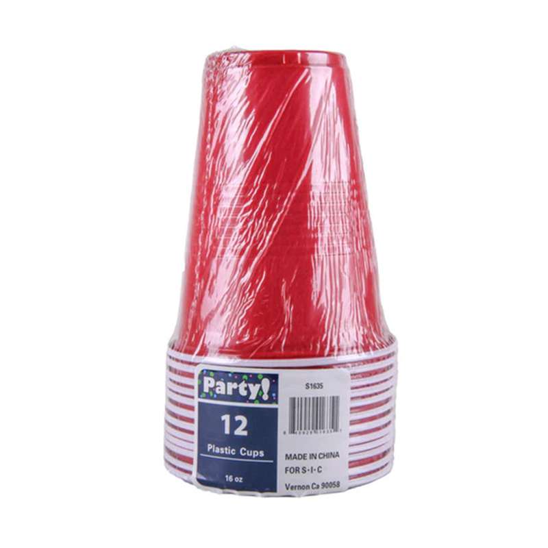 Party Cups Red, 16 oz, 12 Count (24 Pack)