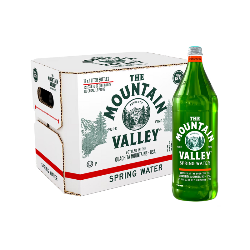 The Mountain Valley, Glass Bottle, Spring Water