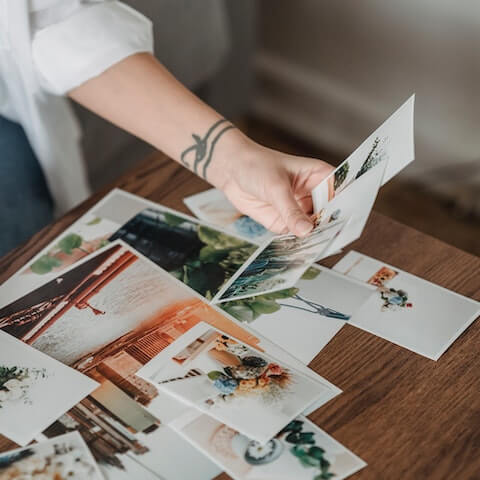 Lady planning her affirmation board photos