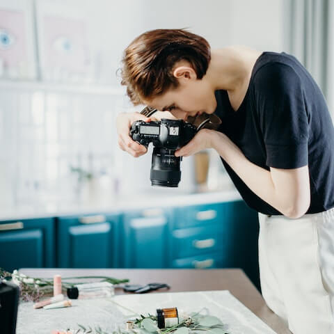 Creative entrepreneur taking product photos