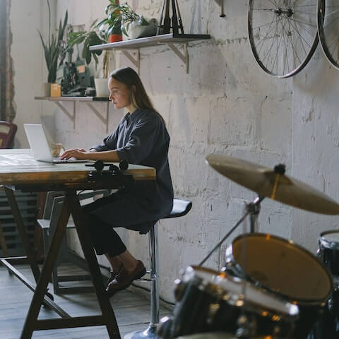 female creative entrepreneur working in her office