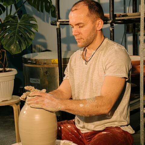 Creative entrepreneur making a pot