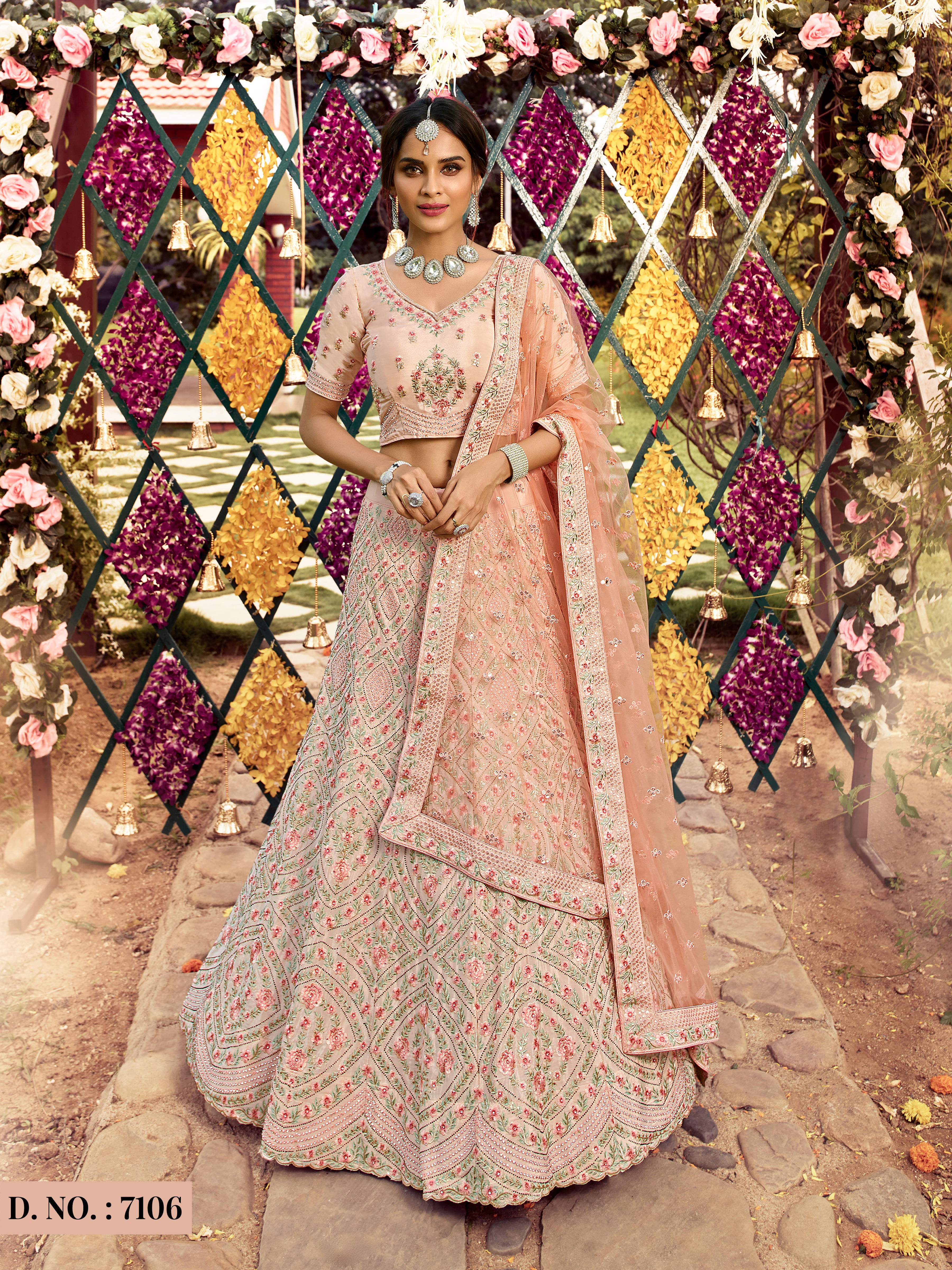 Buy Powder Pink Lehenga Choli In Raw Silk With Colorful Resham And Cut Dana  Embroidered Summertime Flowers And Mughal Motifs Online - Kalki Fashion