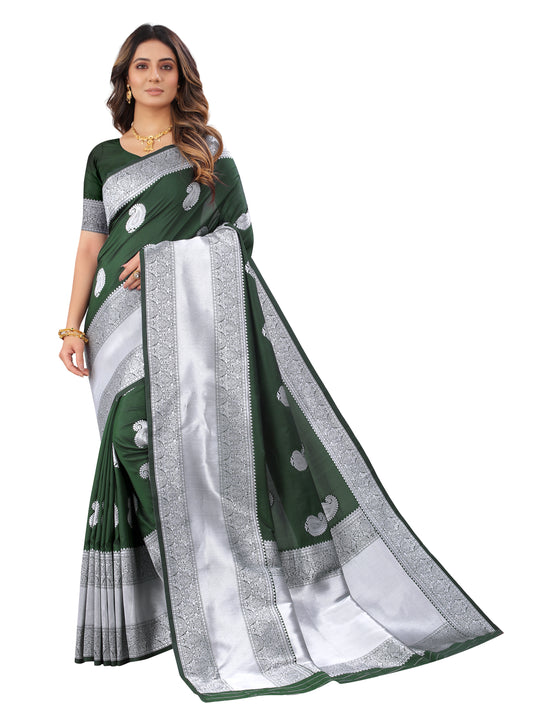 Traditional look cream color pure lichi silk banarasi saree – Joshindia