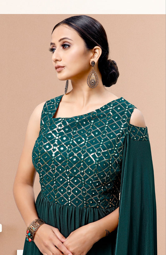 Turcoish blue ready to wear gown for wedding function buy online – Joshindia