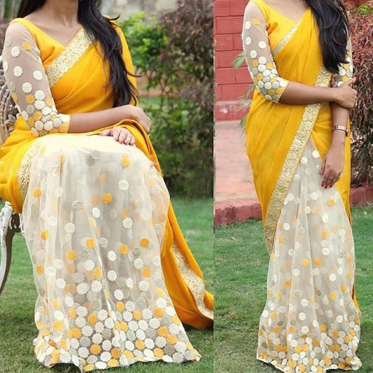 Buy Metal Belt Chiffon Padding Ready To Wear Saree Online – Joshindia