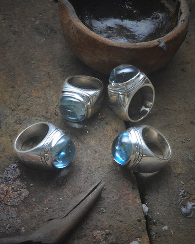 Blue Topaz and Sterling Silver Rings