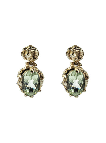 green amethyst silver earrings