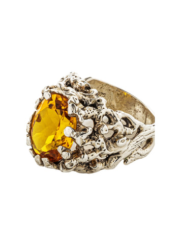 silver and citrine ring