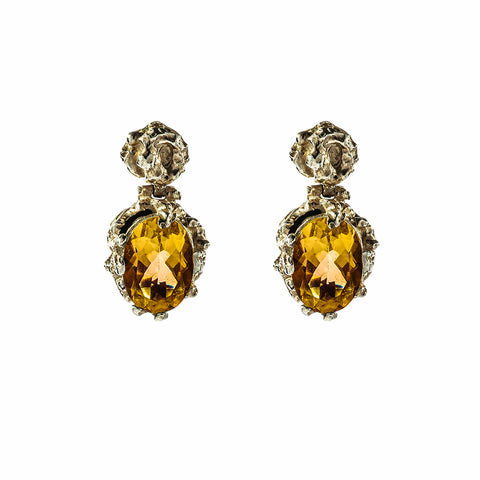 citrine silver earrings