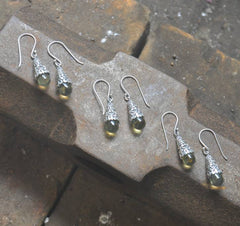 lemon quartz silver earrings