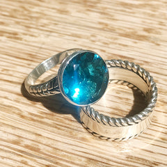 London Blue Topaz and sterling silver ring