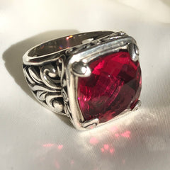 pink quartz silver ring