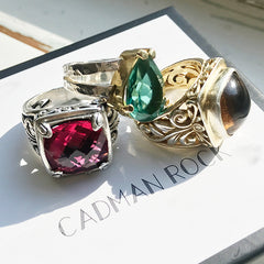 gemstone and silver fashion rings