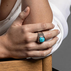 blue turquoise and silver ring
